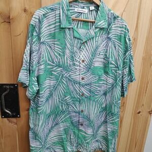 Caribbean Lyocell Hawaiian Shirt Mens XXL Palm Tropical Beach Vacation Button Up